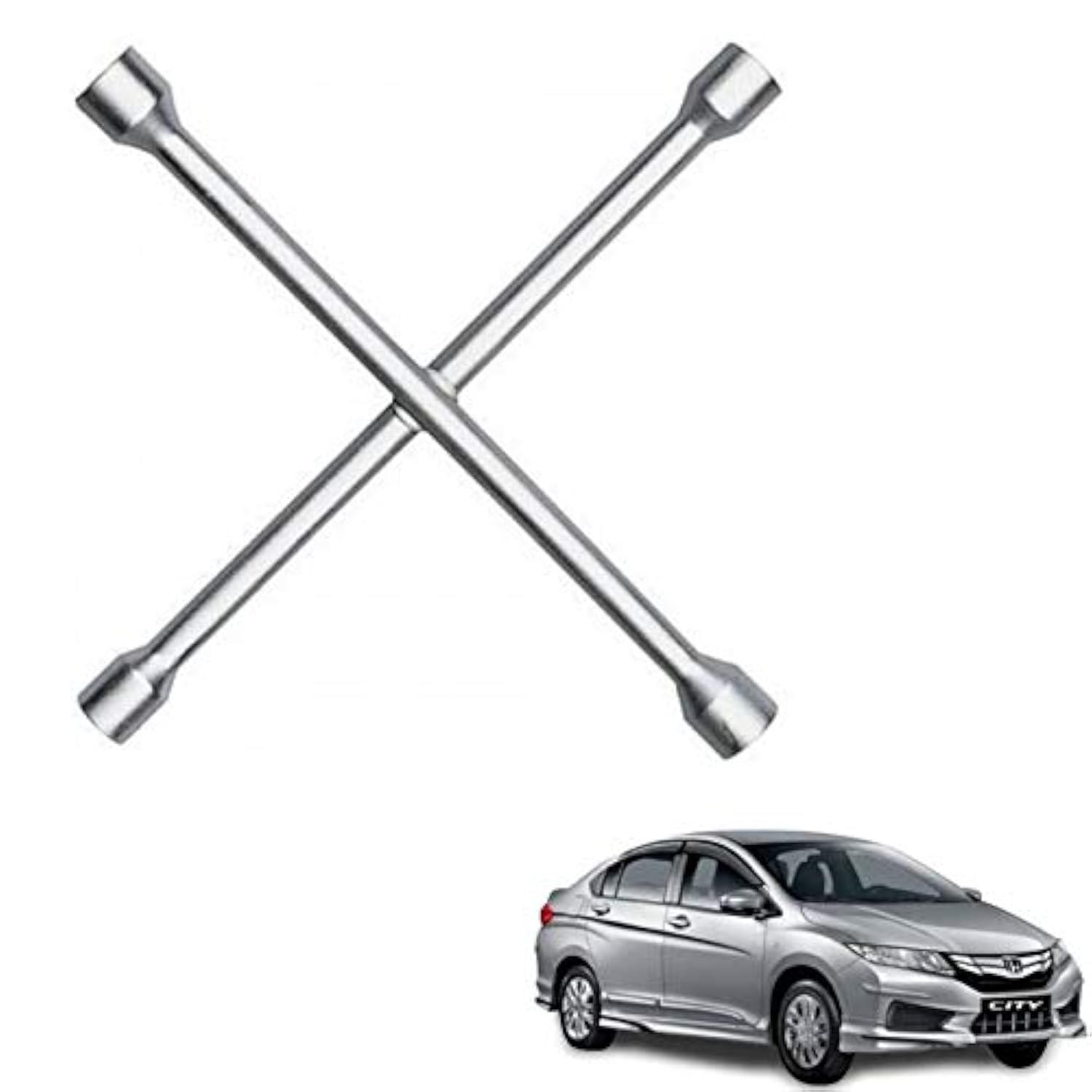 Autokaar 4 Way Car Tyre Screws Wrench Wheel Pana Spanner (17 x 18 x 19 x 21 mm) for Honda City IV-Tec