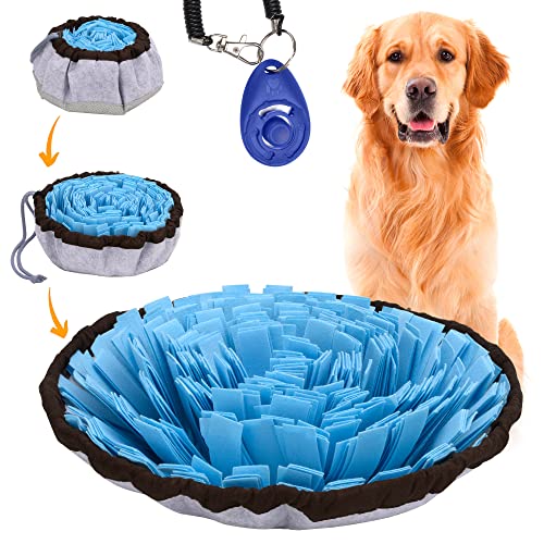 Friendly Barkz Adjustable Snuffle Mat for Dogs, Cats with Suction Cup, Dog Enrichment Toys with Pet Training Clicker to…