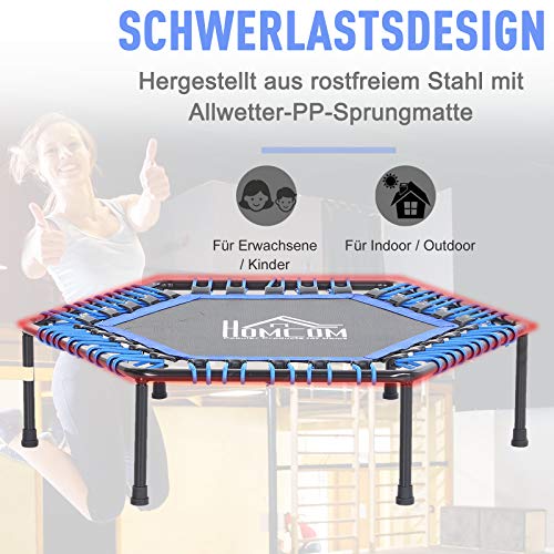 HOMCOM Fitness-Trampolin, Trampolin für Joga, Gartentrampolin, Stahl+PP, Rot/Blau, 101 x 101 x 33 cm – Bild 5