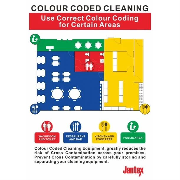 Jantex Colour Coded Cleaning Sign, PVC Self-Adhesive Backing