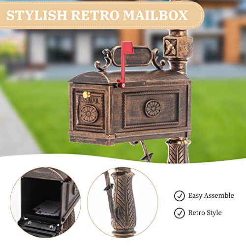 Ailismail Barcelona Decorative Modern Mailbox With Post, Stratford Heavy Duty Cast Aluminum Mailboxes For Outside, Mailbox Post Large Mail Box (Bronze) #TOP3