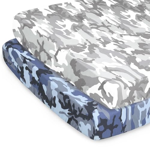 Image of The Peanutshell 2-Pack Fitted Playard Sheets - Soft & Breathable Baby Boy Mini Crib Sheets, Pack N Play Mattress, Fits Standard Playard Pack Play Mattresses - Camo Print