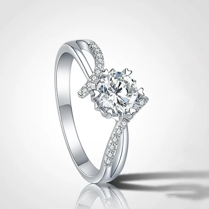 1 Karat Verlobungsring Damen Gold 9K/14K/18K Namensring Gravur Damen mit Zirkon Personalisierte Ringe Diamond Ring Familieringe Mit Wunschnamen Gravur Geschenk für Frauen mit CZ