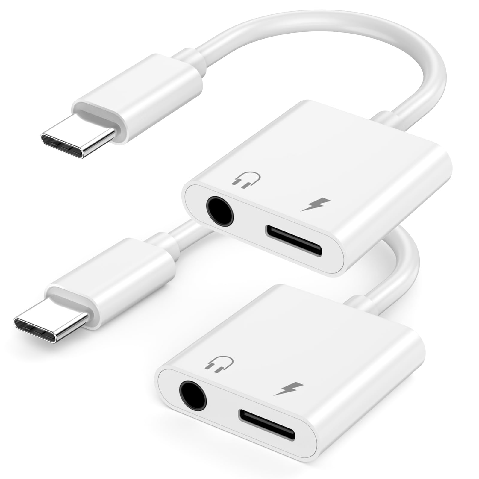 [MFi Certified] Headphone Adapter for iPhone 15, 2 Pack USB Type C to 3.5mm Headphone Jack Aux Audio Adapter with PD Fast Charging for iPhone 15/15 Plus/15 Pro/15 Pro Max, Samsung Galaxy S23 S22