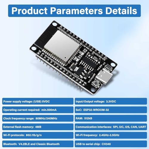 diymore 2 Stücke für ESP32 Nodemcu Development Board für ESP32 NodeMCU Module USB C 2.4 GHz WLAN WiFi Bluetooth CH340 Chip – Ansicht 4