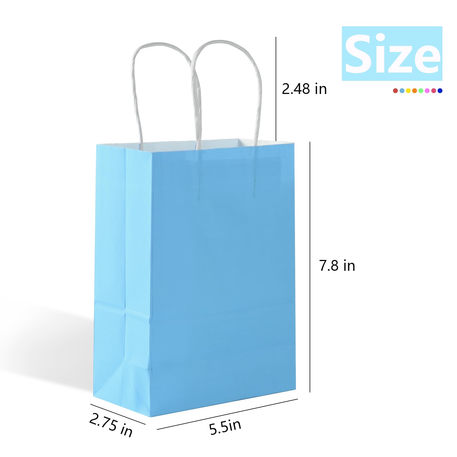 Yasashii Small Gift Bags With Handles, 24Pcs-8 Colors Kraft Paper Party Favor Gift Tteat Bags, Rainbow Bag For Christmas, Kids Birthday, Party Supplies, Wedding, Baby Shower