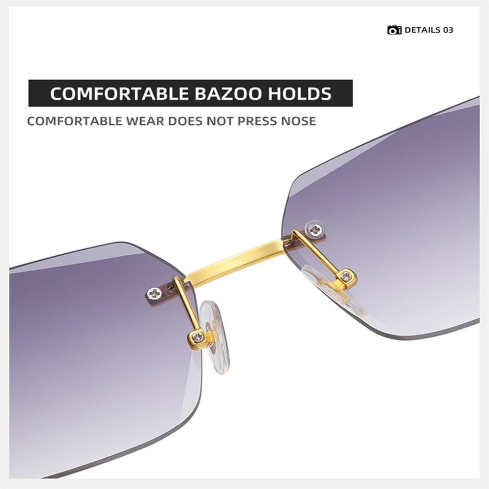 Vintage Sonnenbrille mit rahmenlosen Bügeln in Holzoptik, quadratisch, modisch, Farbverlauf, Herren-Sonnenbrille