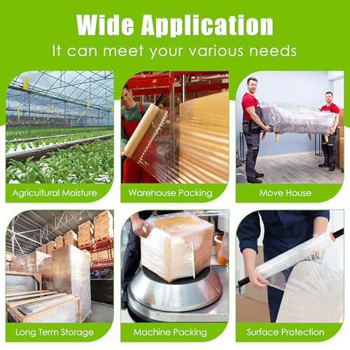 cosy family plastic wrap stretch film roll - 1000ft 60 gauge industrial strength 15 inch wide clear plastic wrap roll with handles for pallet wrapping shipping moving - clear pack of 1