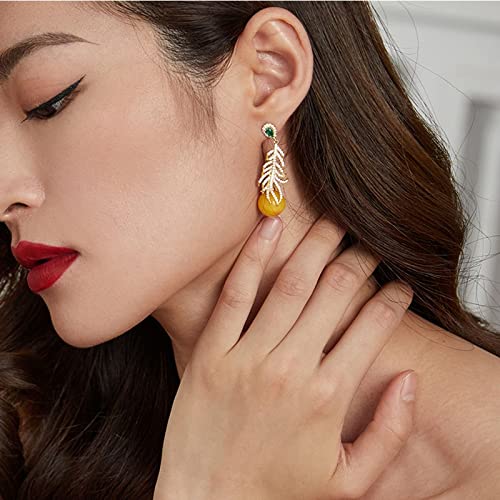 Pendientes Colgantes Damas Vintage Pendientes Elegantes Natural Beeswax Pendientes de Piedras Preciosas Tassel Largo Forma Forma Pendientes Colgantes Pendientes Mujeres