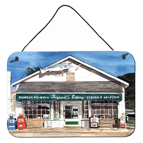 Caroline's Treasures 8109DS812 Trapani's Eatery Wall or Door Hanging Prints Aluminum Metal Sign Kitchen Wall Bar Bathroom Plaque Home Decor, 8x12, Multicolor
