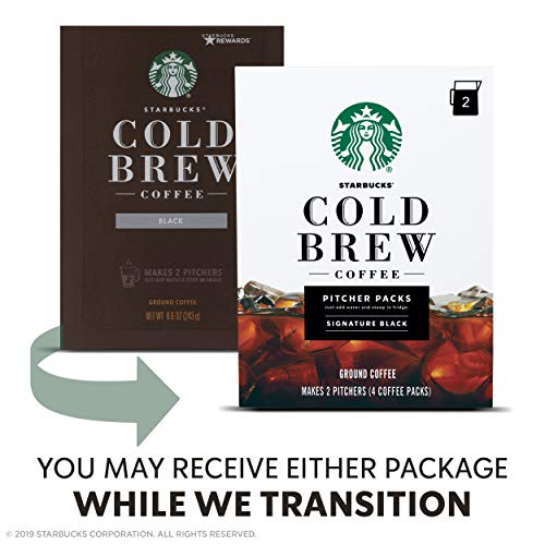Starbucks Cold Brew Coffee, Signature Black, Pitcher Packs, 8.6 Oz, Pack of 3
