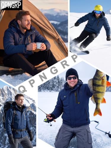 Image of QPNGRP Mens Waterproof Fleece Ski Jacket Windproof Winter Snow Coat