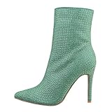  Ital Design Damenschuhe Stiefeletten High-Heel Stiefeletten, JRX2223-, Textil, Grün, Gr. 38