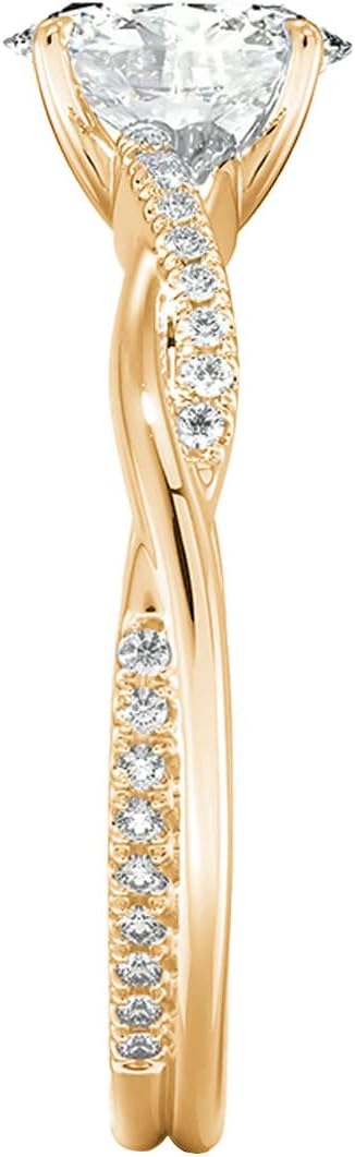 10K 14K 18K Gold 2 Carat Oval Cut Moissanite Twist Engagement Ring for Women D Color VVS1 Clarity Twist Wedding Promise Ring for Her Wife