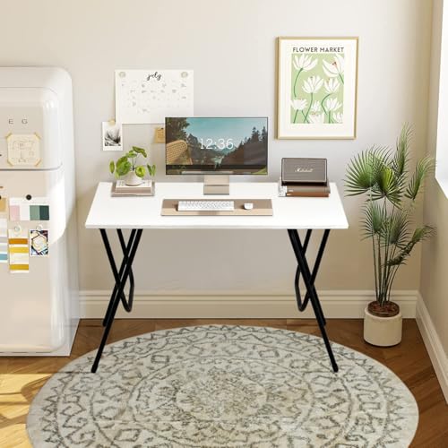 Torche Multipurpose Foldable & Portable Study Table, Computer Desk, Foldable for Office Work, Laptop Desk, 2 Seater Dining Table for Home and Office (Windsor-Pearl White), Wood
