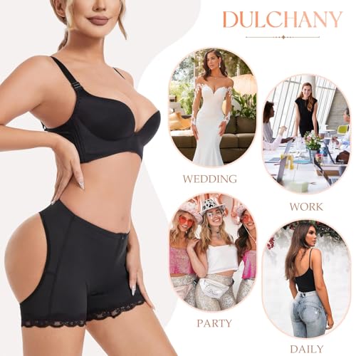 Image of Dulchany Butt Lifting Panties Booty Lifter Underwear for Women Adjustable Hip Enhancer Control Butt Lift Shapewear Shorts Beige