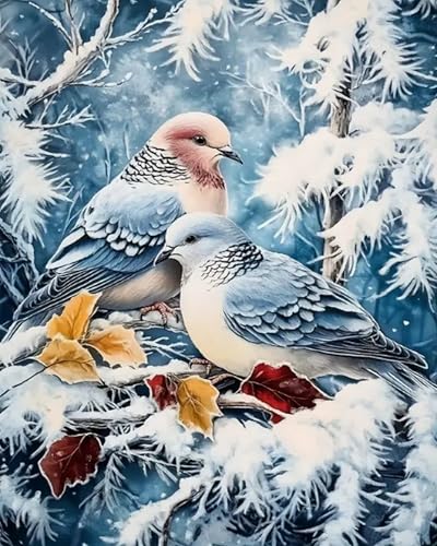 Kit broderie oiseau des neiges point de croix diy adulte idée cadeau