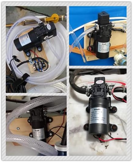 bayite 12V DC Fresh Water Pump with 2 Hose Clamps 12 Volt Diaphragm Pump Self Priming Sprayer Pump with Pressure Switch 4.5 L/Min 1.2 GPM 80 PSI Adjustable for RV Camper Marine Boat Lawn