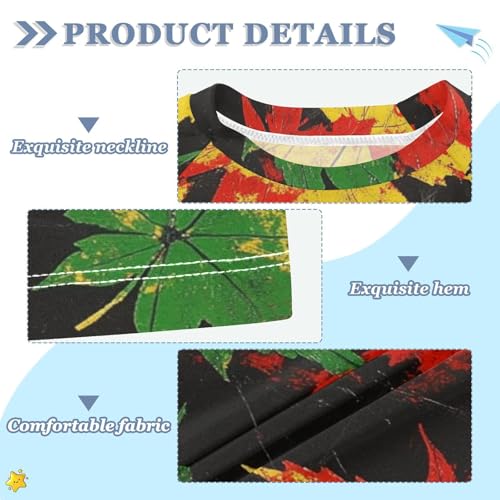 Kids Swimsuit Maple Leaf Colorful Black Sunscreen T-Shirts Swimwear Sets UPF 50+3