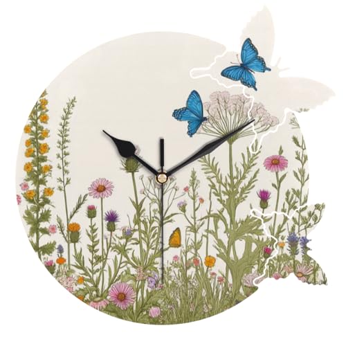 Reloj de Pared Silencioso Analógico con Diseño de Mariposas 9.8 Pulgadas miniatura 1