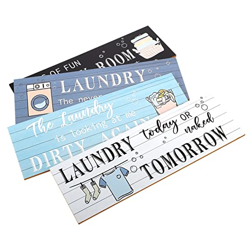 PRETYZOOM 4stücke Teiliges Aus Rustikalen Holzschildern Für Waschmaschine Lustige Wanddekoration Im Landhausstil Für Badezimmer Und Waschraum Vintage Waschküchen Deko