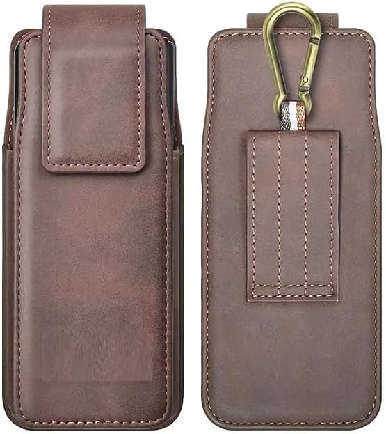 Samsung Galaxy Z Fold, Z Fold 3, Z Fold 4 Case Belt Clip Cell Phone Holster Holder Waist Carrying Hanging Bag (Brown)