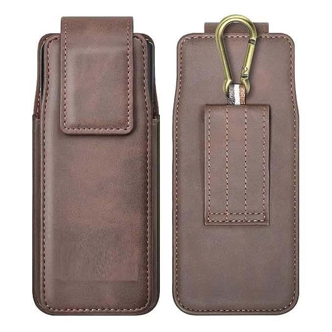 Samsung Galaxy Z Fold, Z Fold 3, Z Fold 4 Case Belt Clip Cell Phone Holster Holder Waist Carrying Hanging Bag (Brown)