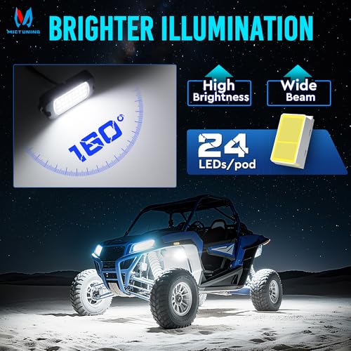 MICTUNING Q1+ Max Pure White Rock Lights Kit - 4 Pods Ultra-Bright Underglow Lights, IP68 Waterproof — view 3