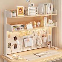 Metal Large Computer Desktop Bookshelf Multipurpose Space-Saving Countertop Hutch Storage Rack for Desktop Open Skinny Bookshelf for Home Dorm Office Living RoomWood,100 * 95cm/39 * 37.4in
