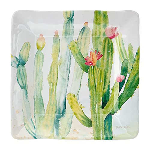 Upware 4-Piece Melamine Dessert Plates Appetizer Dinner Plates Small Serving Plates Party Plates Square Plate For Dessert Snack Fruit Side Dishes (6 Inch, Cactus) #TOP3