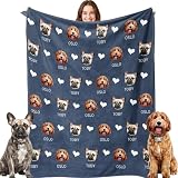 Custom Blanket with Pet Picture & Name, Personalized Photo Funny Cat Dog Face Throw Blanket, Printed Soft Warm Plush Fleece Customized Blanket for Couch Bed Sofa, Gifts for Dog Dad Mom Pet Lovers