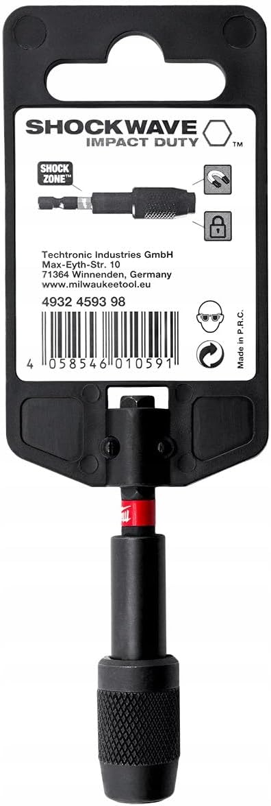 Milwaukee Shockwave Bit Holder packaging back with barcode and manufacturer details
