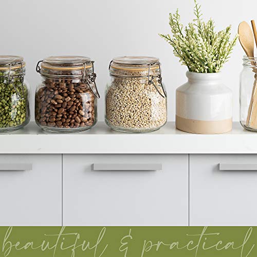 Glass Jars With Airtight Lid | Glass Airtight Food Storage Containers | Clear Leak Proof Rubber Gasket And Clamp Lid [Set Of 4-25 Oz] #TOP5