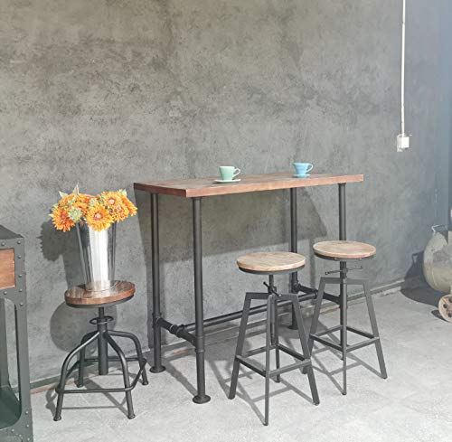 Diwhy DIY Industrial Design Pipe Dining Table Casual Computer Laptop Table Modern Studio Wood and Metal Rectangular Dining Table homeoffice Desk Computer Table Black (41.3H)