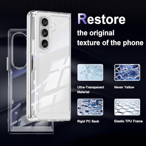 Image of Case for Samsung Galaxy Z Fold 7, Military Grade Drop Protection Clear Phone Case, Yellowing Resistant, Anti-Scratch Hard PC Back, Shockproof Hard Ultra-Thin Protective Cover, Transparent