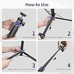 Kaitezenz Trépied de bâton de Selfie pour appareil photo Gopro, 62" Support de trépied extensible avec 360° Tête de balle 1/4" vis, appareil photo portable léger trépied pour Max Héros 13 12 11 10 DJI OSMO Pocket3 Appareil photo