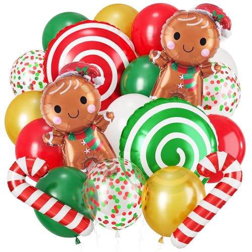 Christmas Balloons, Red Green Gold Xmas Balloons