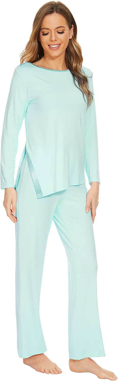 WiWi Pajamas Set for Women Super Soft Long Sleeve Pj Cooling Sleepwear Lounge Sets Loungewear Viscose from Bamboo S-XXL
