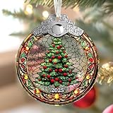 Christmas Tree Ornaments - 2025 Glass Fairy Ornament, Unique Stained Glass Style Crystal Ornaments for Christmas Tree, Vintage Christmas Decor, 2025 Ornament, Fairy Gifts for Women