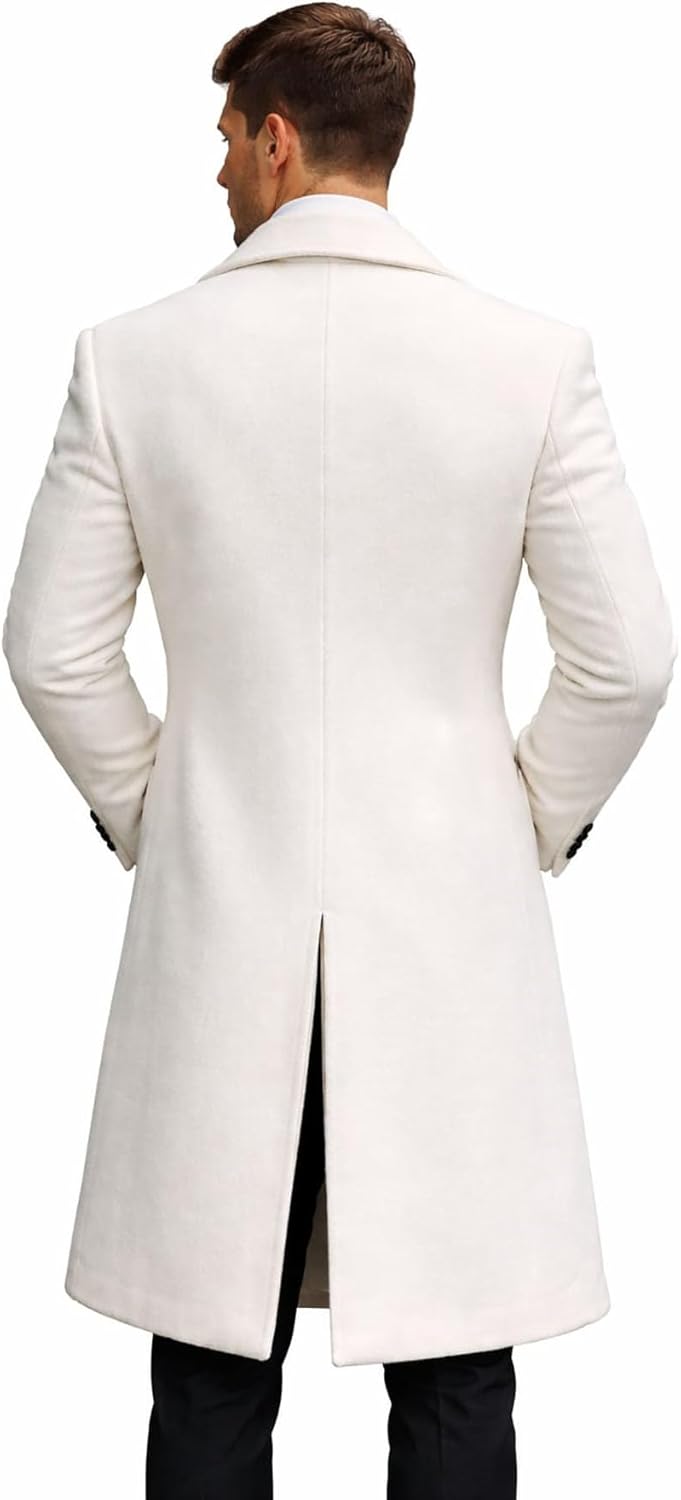 Men’s White Wool Trench Coat – Classic Winter Wool Coat for Men