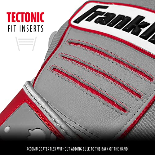 Franklin Sports Mlb Adult Cfx Pro Batting Glove, Pair, Medium, Grey/Red #TOP1