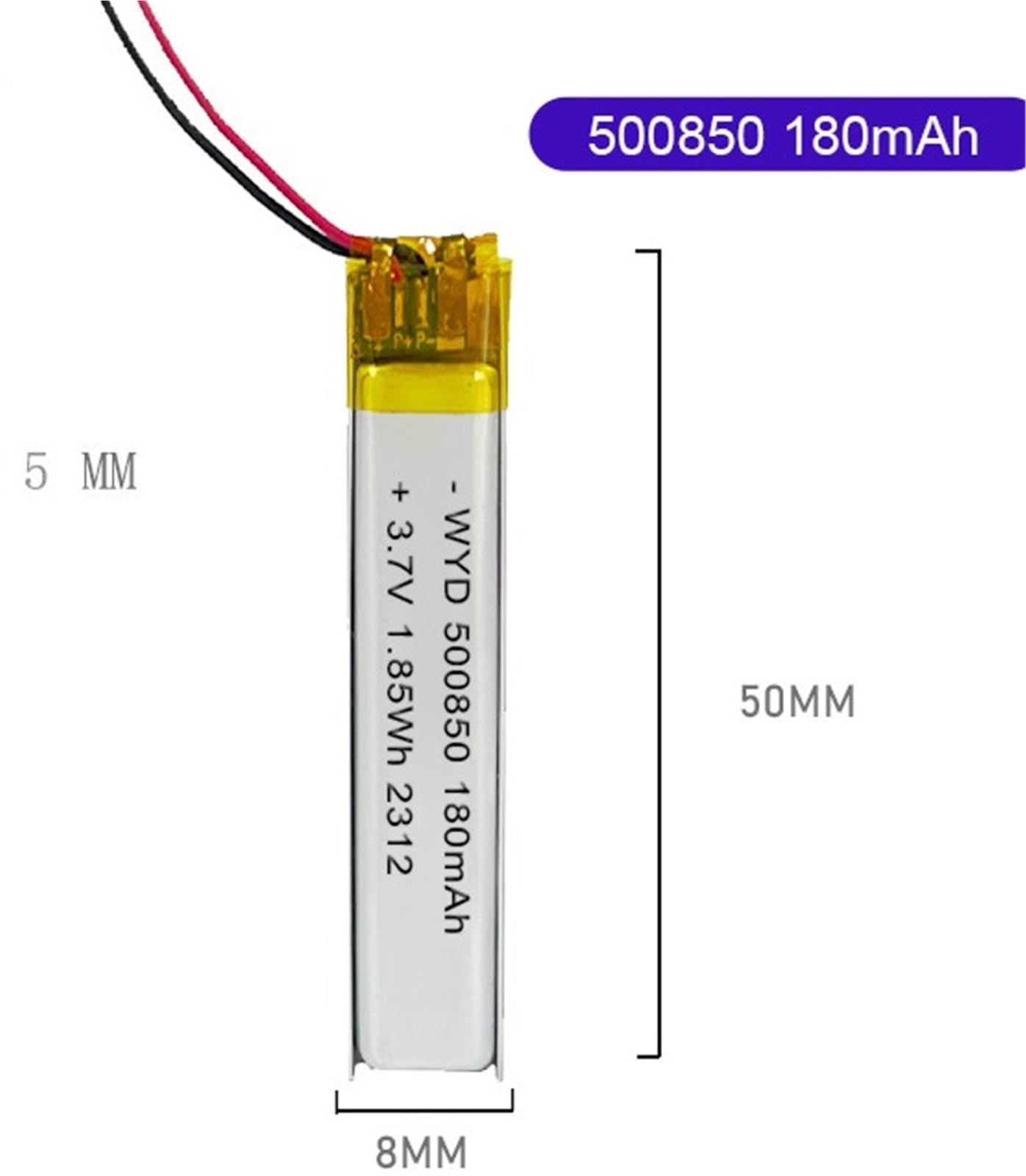 500850 180mAh 3.7V 1PCS