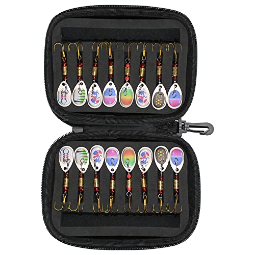 Foto von Spoon Lures,Benkeg 16 Stück Fischlöffel lockt Metallköder Set für Forellen Bass Casting Spinner Fischköder mit Aufbewahrungsbeutel Fall