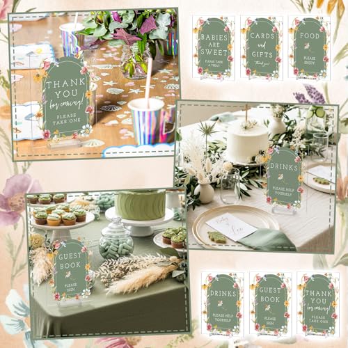 Image of Vercraft 6 Pcs Sage Green Baby in Bloom Table Decorations