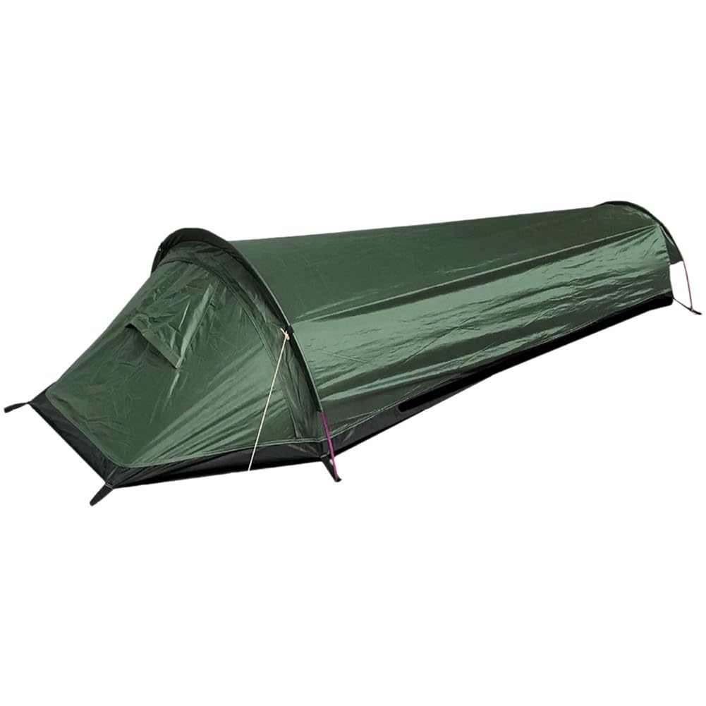 FACAIIO Tente de Camping Ultralégère pour Randonnée - Tente de Plein Air Portable pour une Personne avec Sol en Oxford 210D Imperméable, Maille Respirante et Taille Pliée Compacte, Vert Militaire