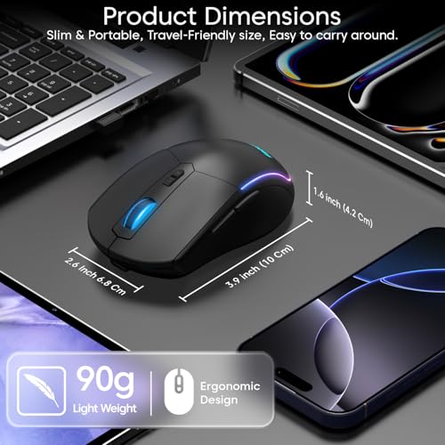 Image of Sounce Ai LogicOne Wireless Mouse with One-Click AI Button, Forward & Back Navigation Keys, 4000 DPI Sensor, 2.4GHz USB Nano Receiver, BT 5.3, Ergonomic Silent Click for Laptop, PC, MacBook (Black)