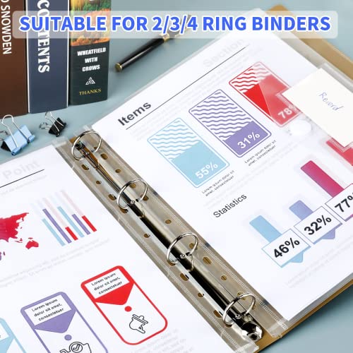 Dokumentenmappe A4 28 Stück, Transparente Dokumententasche a4 abheftbar,Dokumententasche A4 mit 11 Lochrand, Wasserdicht Mappen Dokumententaschen mit Binderlöcher und Etikettentasche