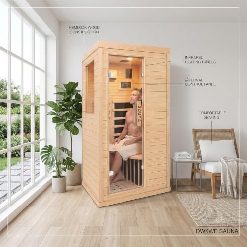 Far Infrared Sauna Room for Home Use - 1350W Natural Hemlock Indoor Personal Wooden Personal Dry Sauna with Rapid Heating, Perfect for Athletes, Busy Professionals & Arthritis Sufferers - Image 3