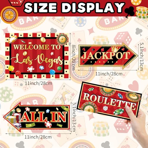 Image of 20 Pieces Casino Party Decorations Vegas Themed Party Directional Signs Casino Signs Welcome to Las Vegas Party Decorations Casino Night Poker Chip Dice Birthday Party Supplies