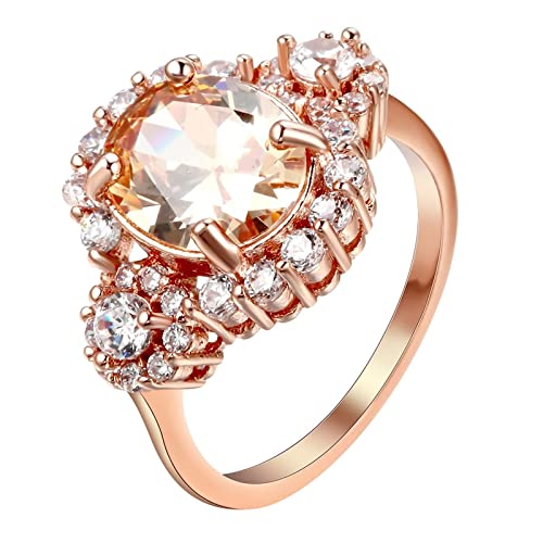 Bague ovale avec zircone cubique et boîte de taille pour femme